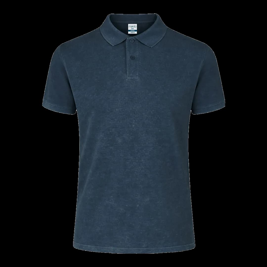 Polo algodón lavado jeans Makito — mockup frontal
