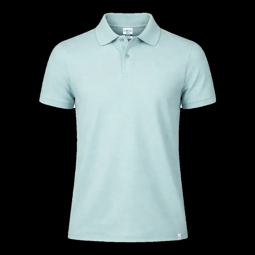 Polo algodón orgánico Makito — mockup frontal