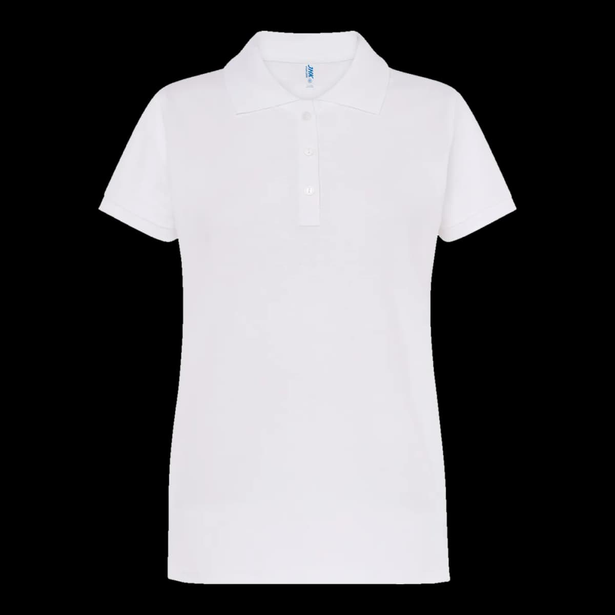 Polo algodón piqué 200 g de mujer JHK — frontal, Blanco