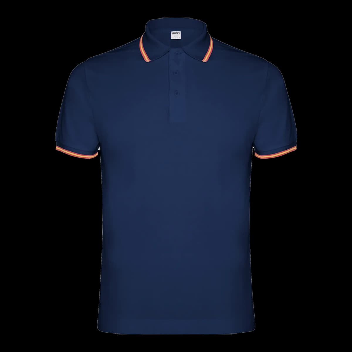 Polo piqué con bandera Roly — mockup frontal