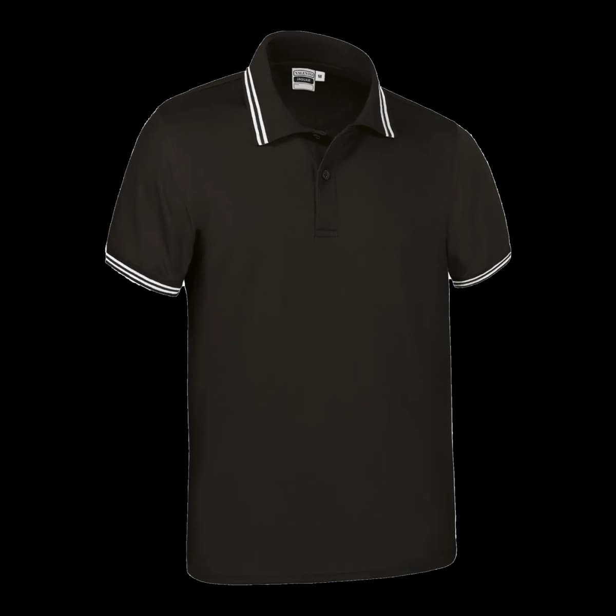 Polo técnico con bandas Valento — mockup frontal