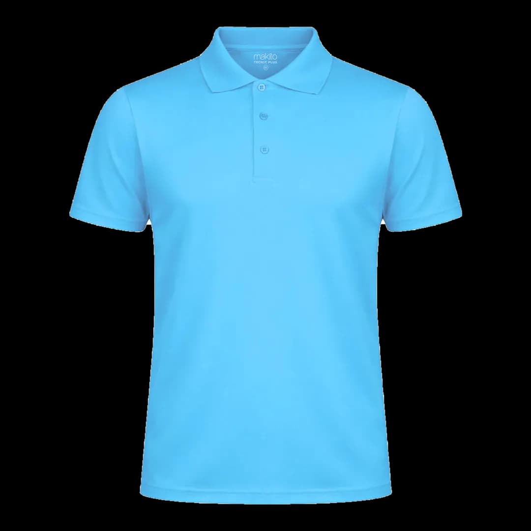 Polo técnico piqué Makito — frontal, Azul claro
