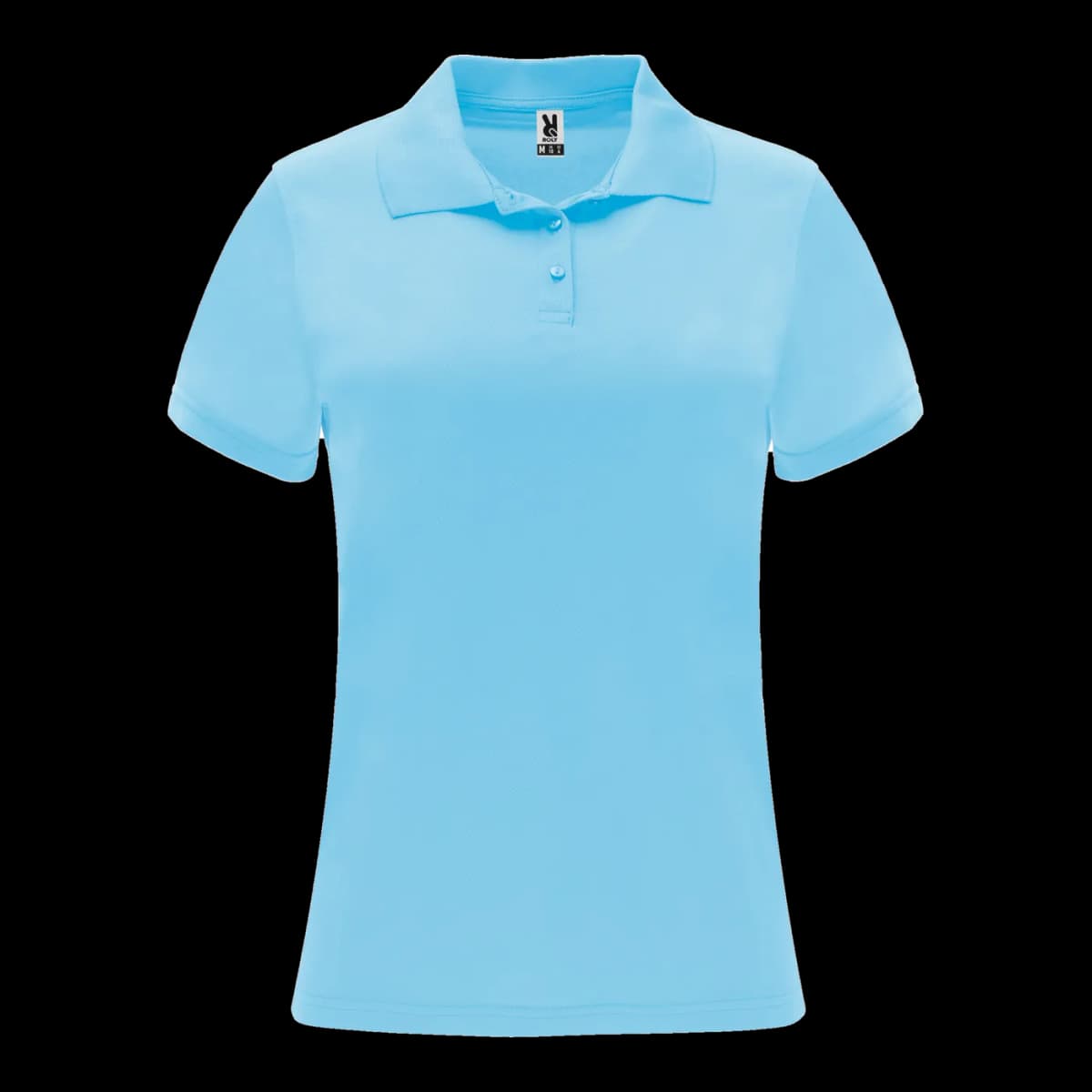 Polo técnico piqué de mujer Roly — frontal, Celeste