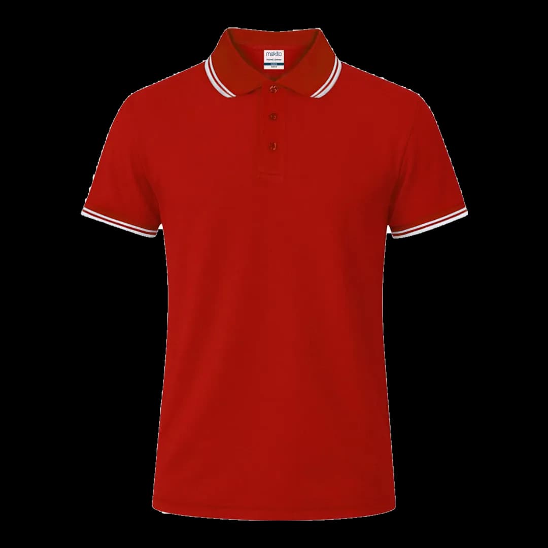 Polo técnico con vivos Makito — frontal, Rojo