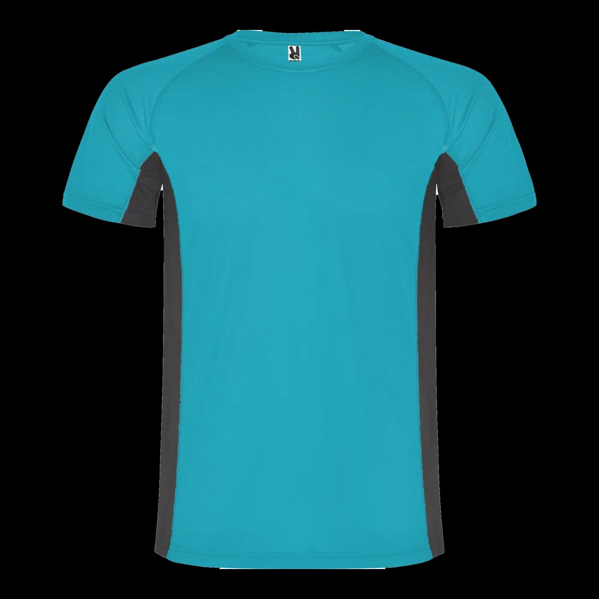 Camiseta técnica bicolor microperforada — frontal, Turquesa/Plomo oscuro