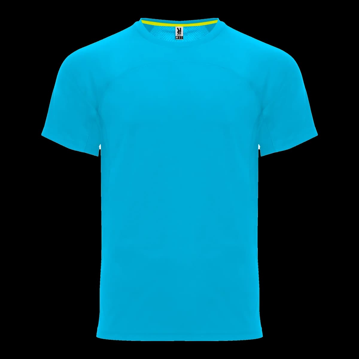 Camiseta técnica con vivos flúor — frontal, Turquesa