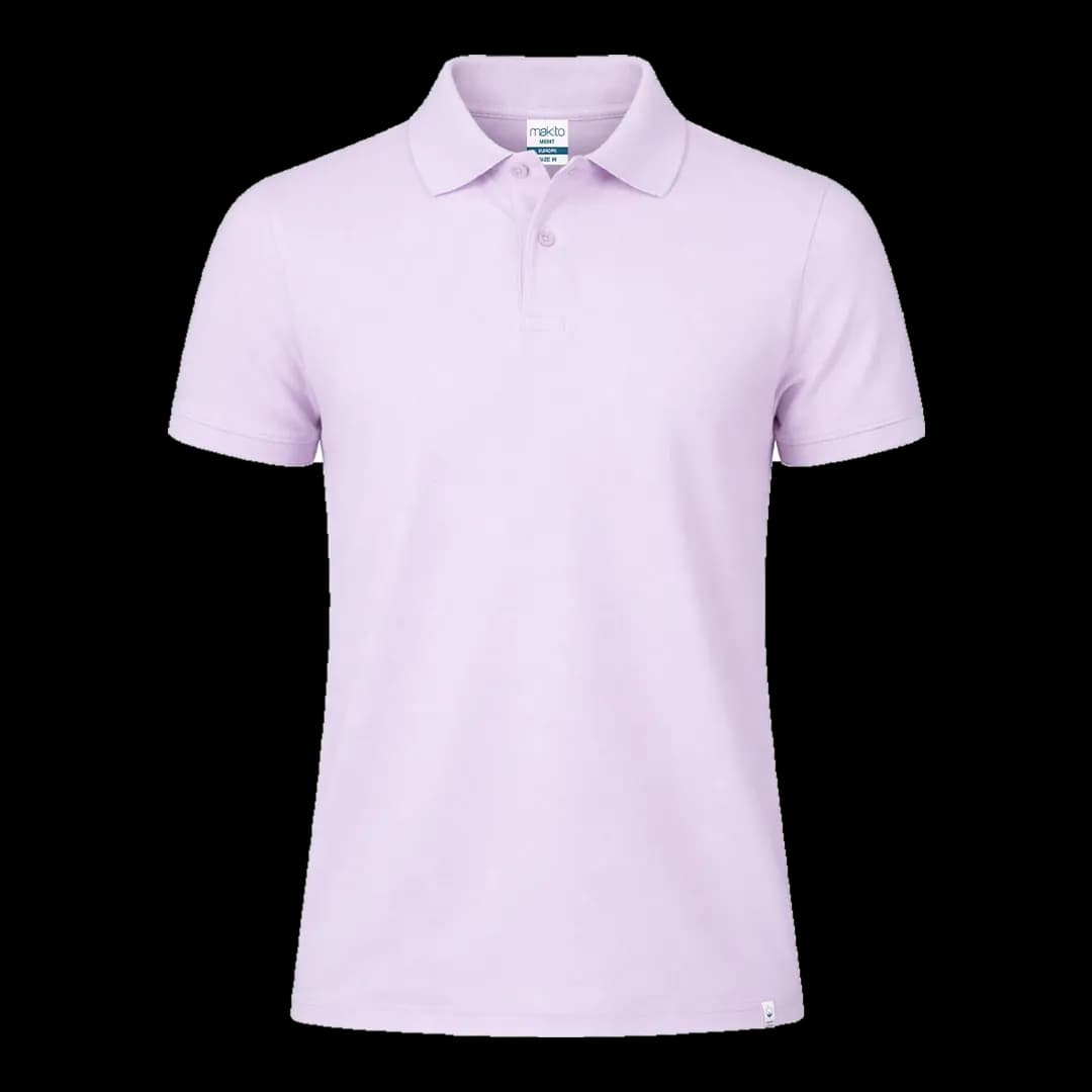 Polo algodón orgánico Makito — frontal, Rosa pastel