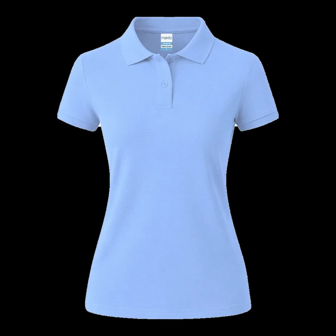 Polo algodón piqué 180 g de mujer Makito — frontal, Azul claro