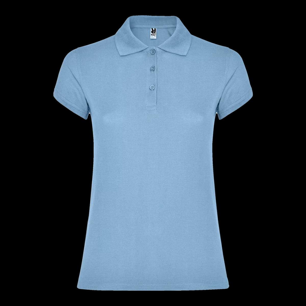 Polo algodón piqué 200 g de mujer Roly — frontal, Celeste