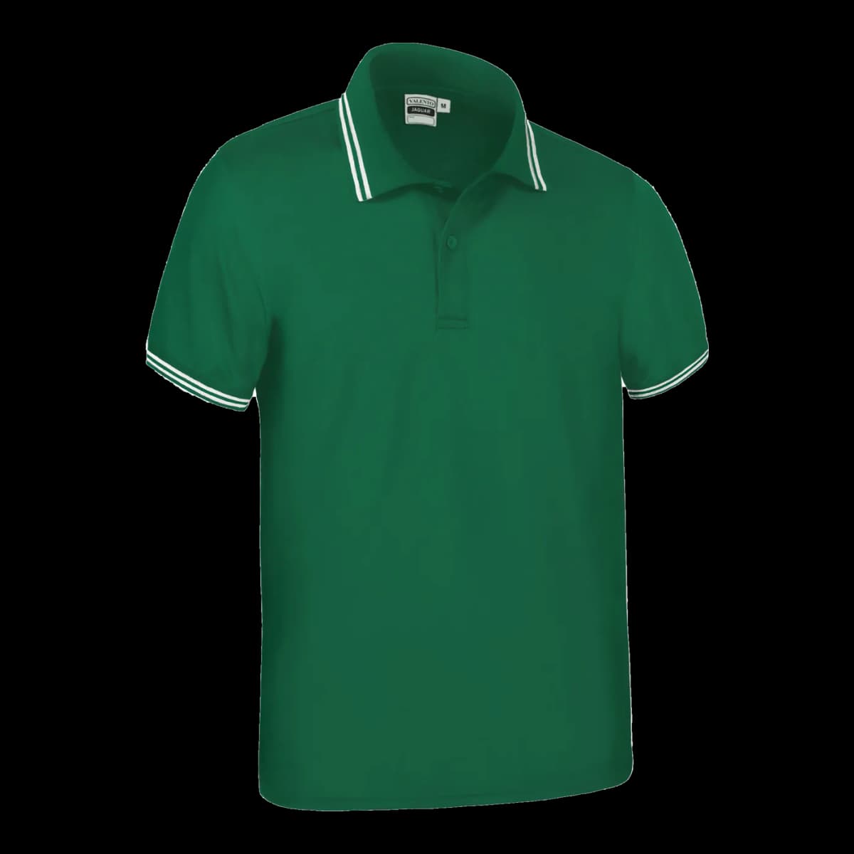 Polo técnico con bandas Valento — frontal, Verde kelly-blanco