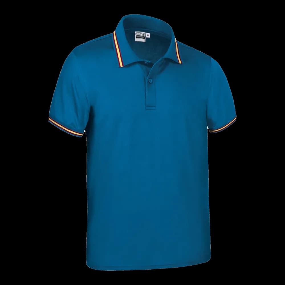 Polo técnico con bandera Valento — frontal, Azul royal-bandera de España