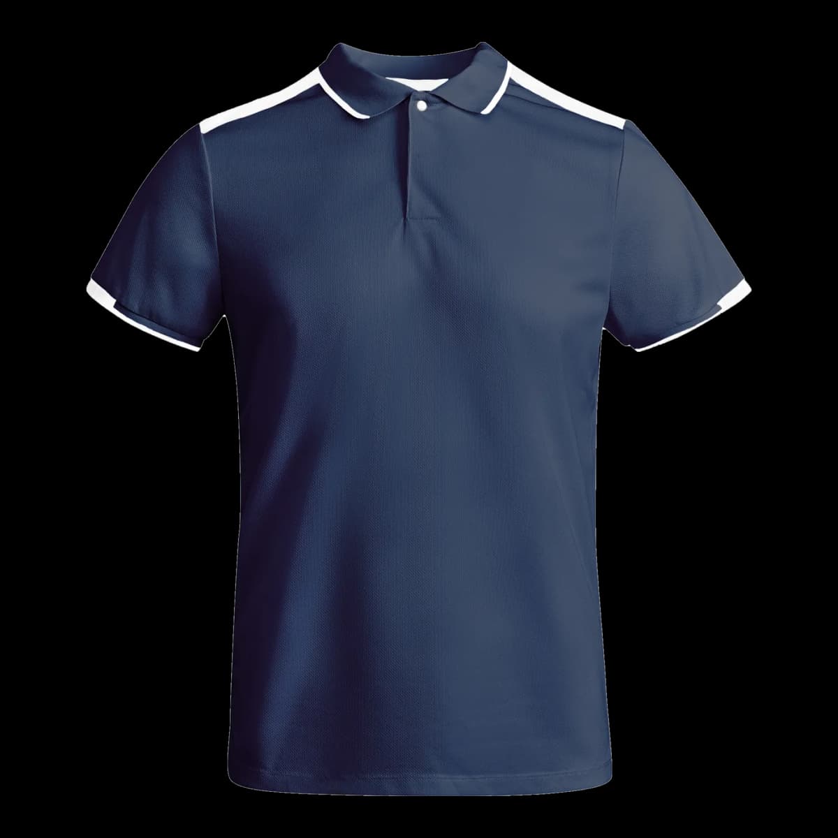 Polo técnico bicolor en hombros Roly — frontal, Marino/Blanco
