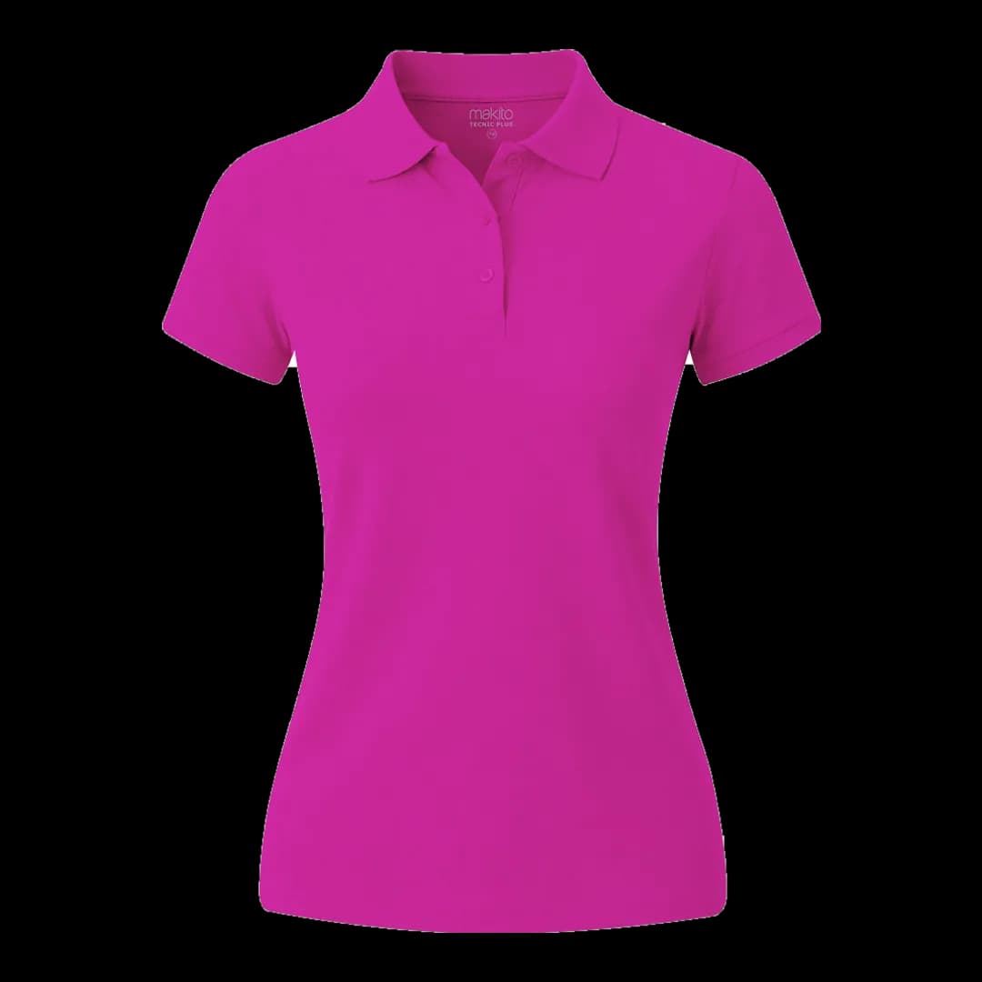 Polo técnico piqué de mujer Makito — frontal, Fucsia