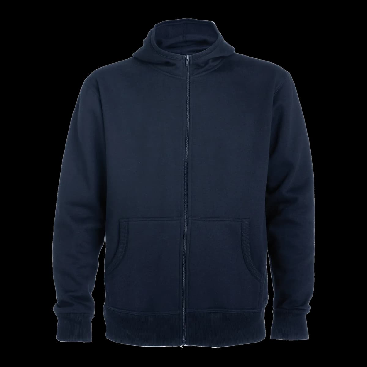 Sudadera cremallera con capucha Roly — frontal, Marino